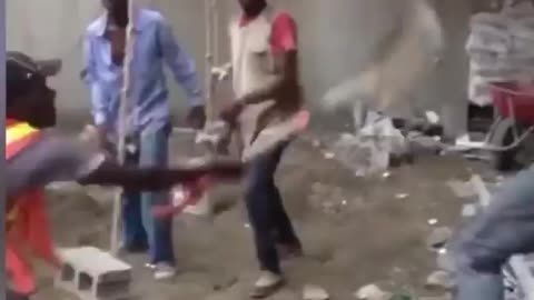 Funny fighting construction side