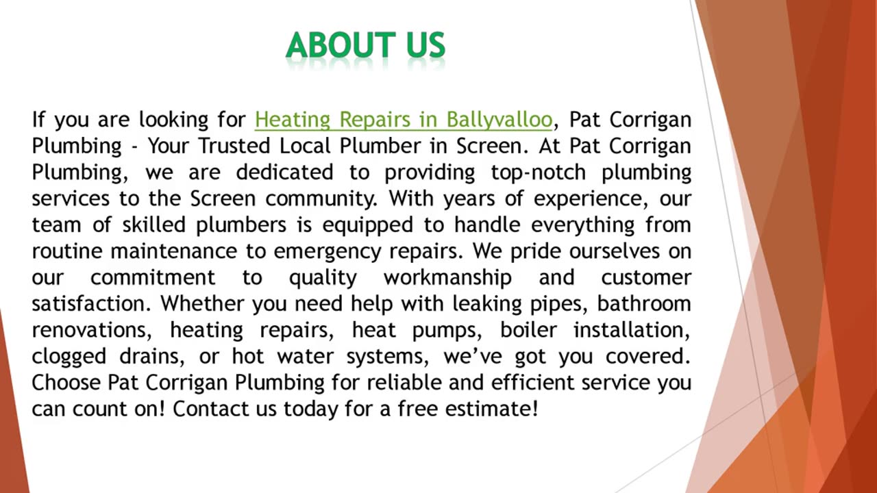 If you are looking for Heating Repairs in Ballyvalloo