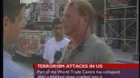 911 Eyewitness Interrupted By Loud Explosion With Live BBC Coverup Edit