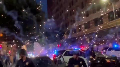 Sickening: Slo-Mo Look at the Fireworks Thrown at the LAPD