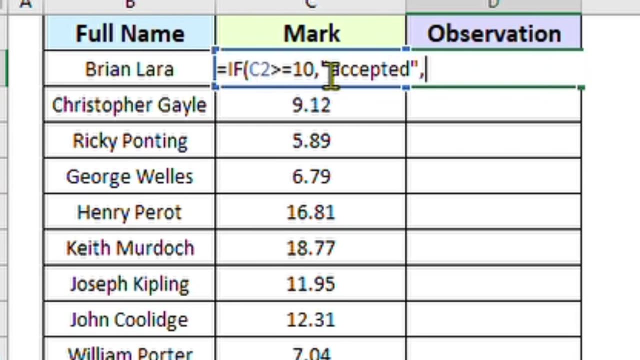 Writing Observations Efficiently in Excel