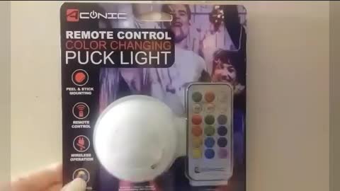 aconic remote control color changing puck light by jack the Irish wolfhound