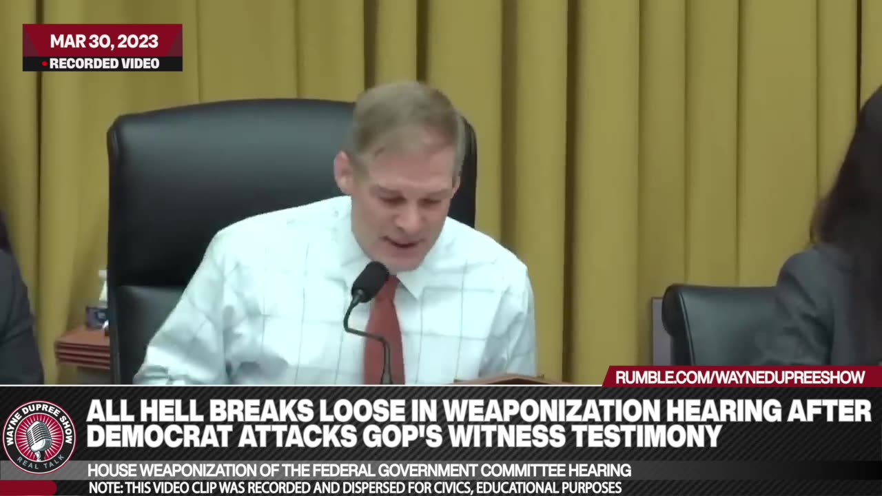 Dem Wants To Challenge Witness, Jim Jordan Won't Allow It