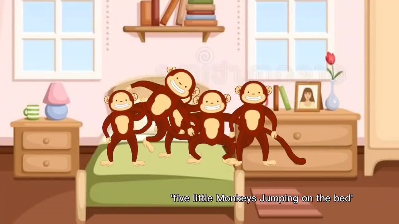 Five little Monkeys Jumping on the bed Song | Phonics song for Children #toddlers #monkey #kids