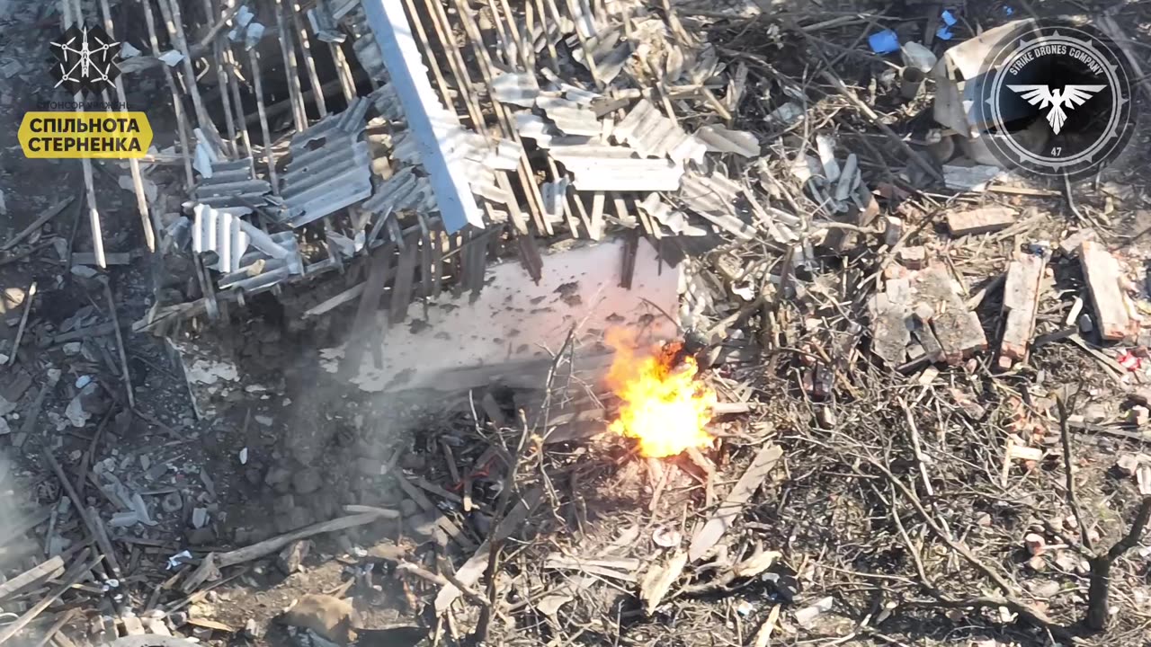 RUSFUCKER drone sets russian on fire