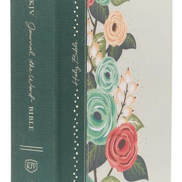 King James Version, Journal the Word Bible, Large Print, Cloth over Board, Green Floral, Red Letter