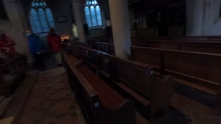 Going into a church.