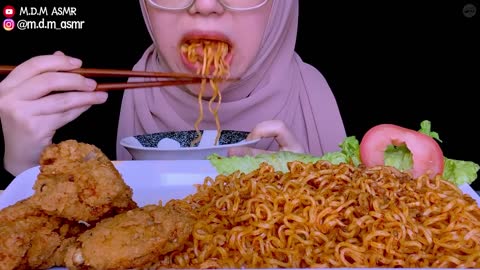 ASMR | MIE SEDAAP KOREAN SPICY CHICKEN + ADABI Sos Korea | Eating Sounds