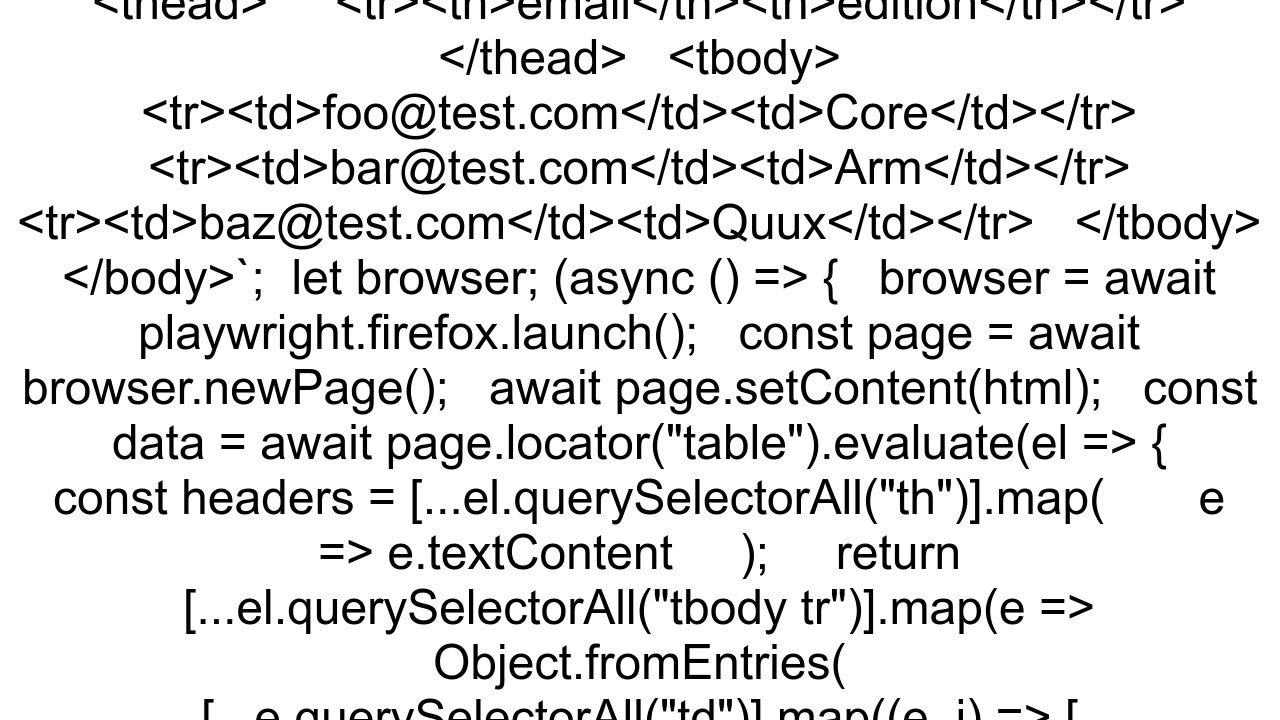 How to capture lttablegt contents using playwright