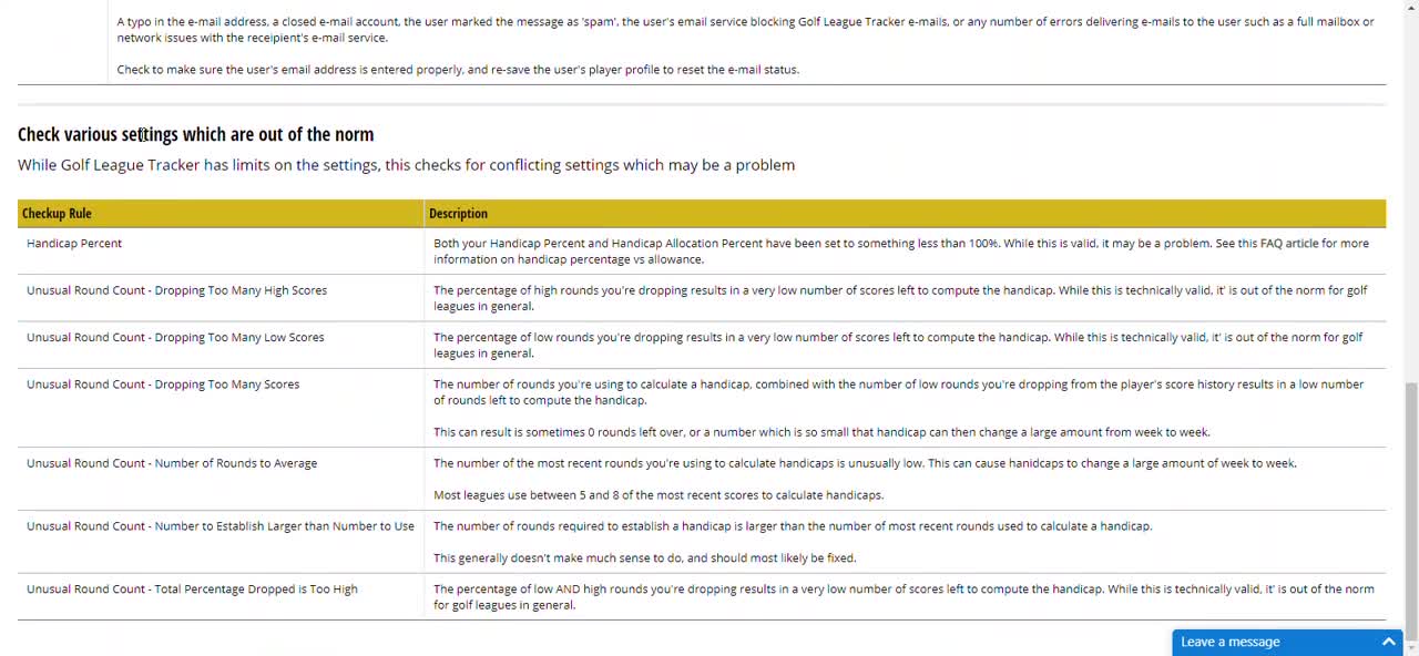 League Health Checkup Tool