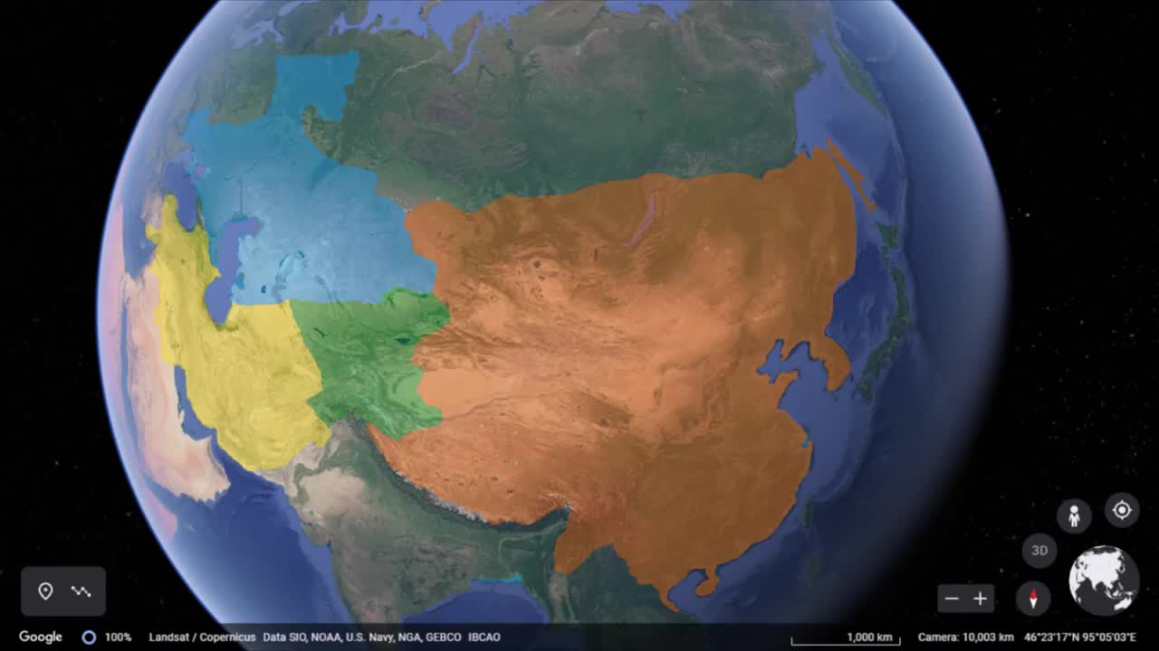 The Mongol Empire in 30 seconds using Google Earth