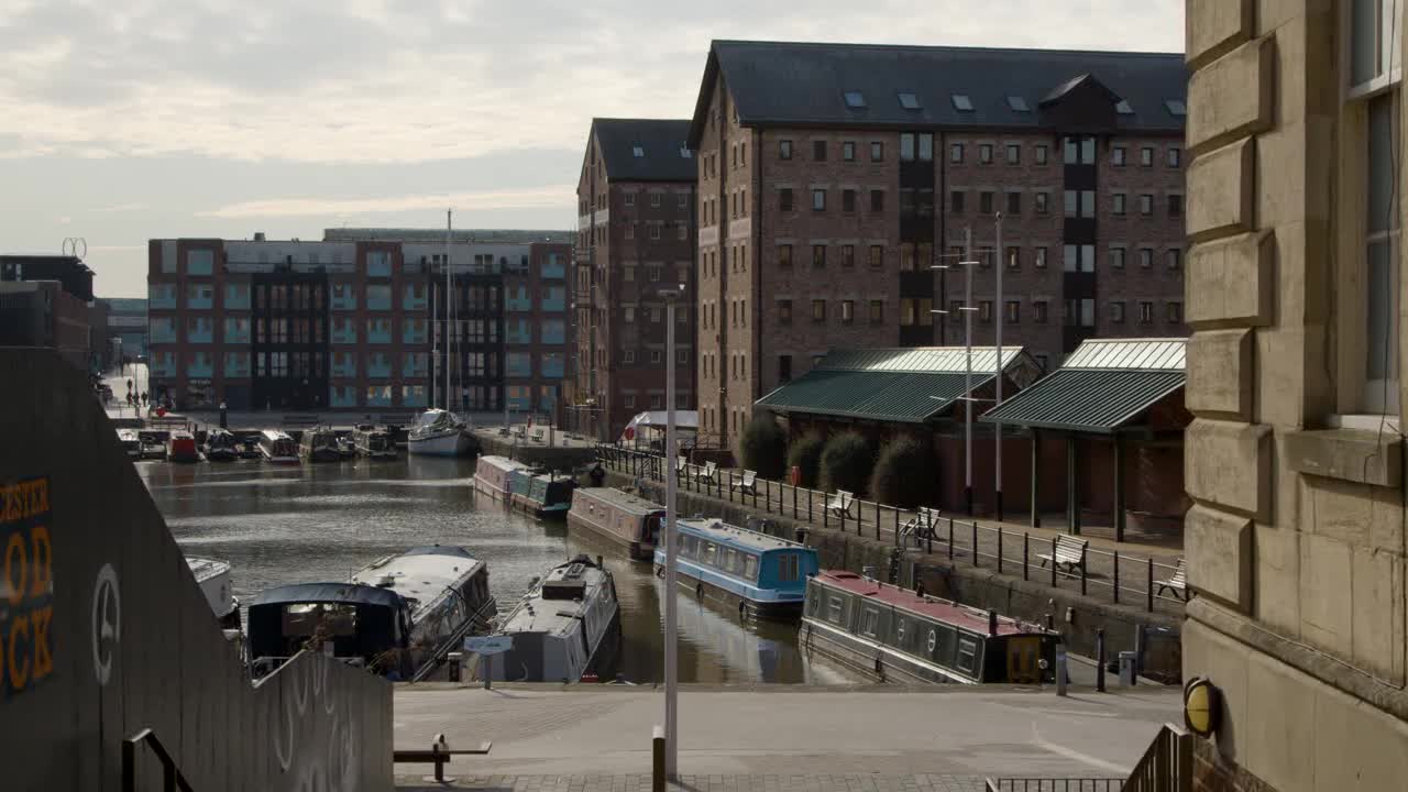 Tracking Shot Approaching Industrial Docks