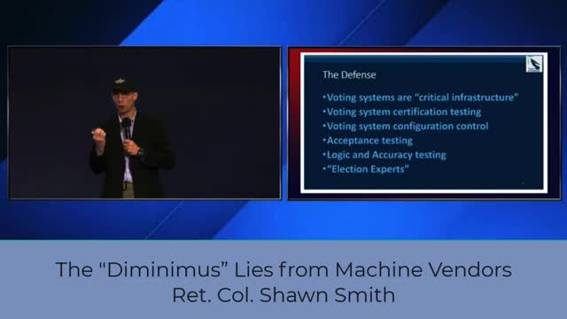 Shawn Smith discusses diminimus changes in voting machines.