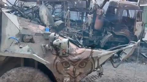 Video of a destroyed Ukrainian armored personnel carrier, BTR-3M2 model