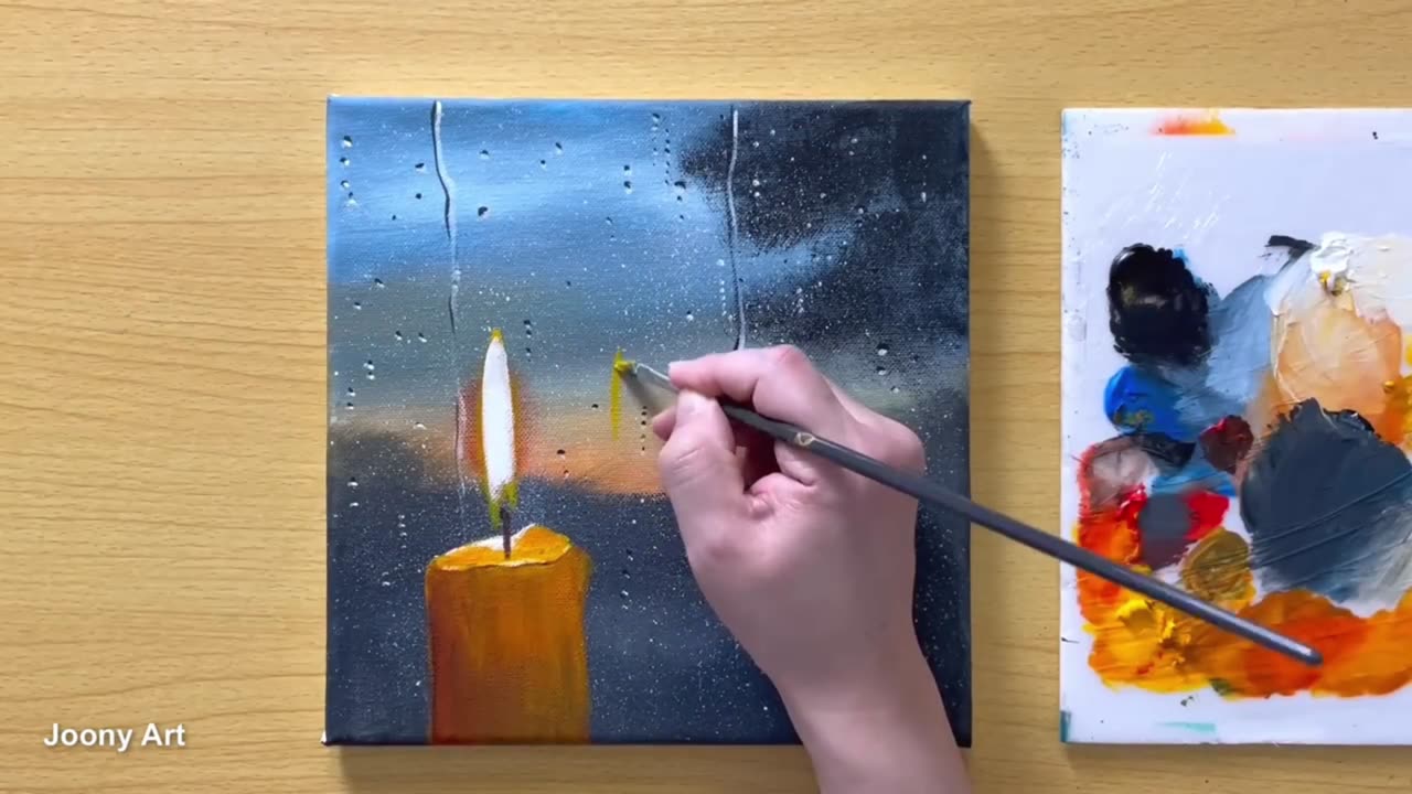 How to Draw a Rainy Night / Acrylic Painting for Beginners / STEP by STEP