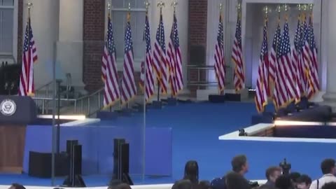 A squirrel ran across the stage while everyone was waiting for Kamala's concession speech