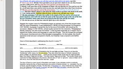 Revelation 3:7-11 To The Church in Philadelphia
