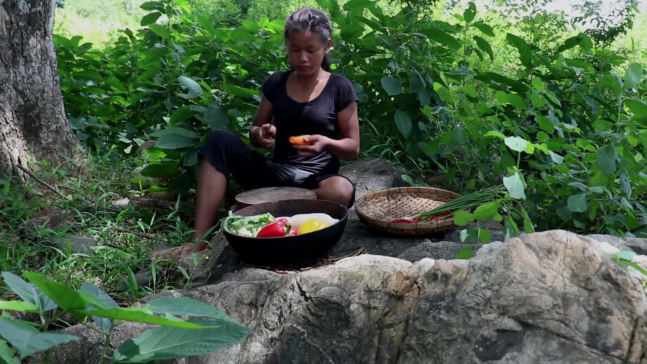 Yummy food again from Mushroom cooking with Mixed fresh vegetables for Eating delicious