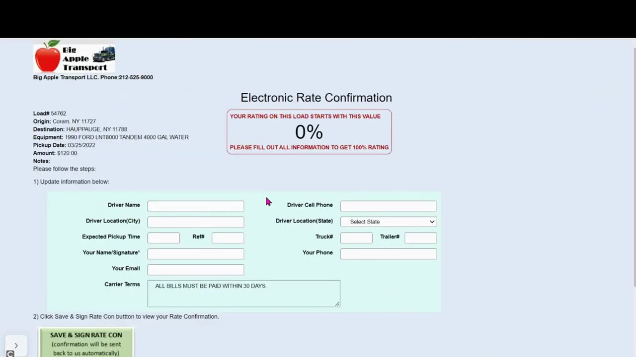 Send Electronic Rate Confirmations with Electronic Signature Options