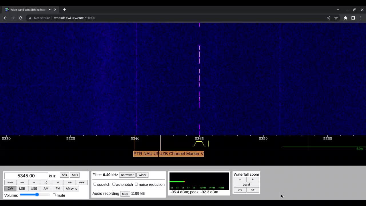 M23 07/12/2022 0959 UTC 5345kHz Sending A Short Zero