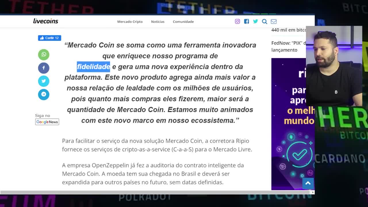 MERCADO LIVRE CRIA SUA PRÓPRIA CRIPTOMOEDA NA REDE ETHETEUM