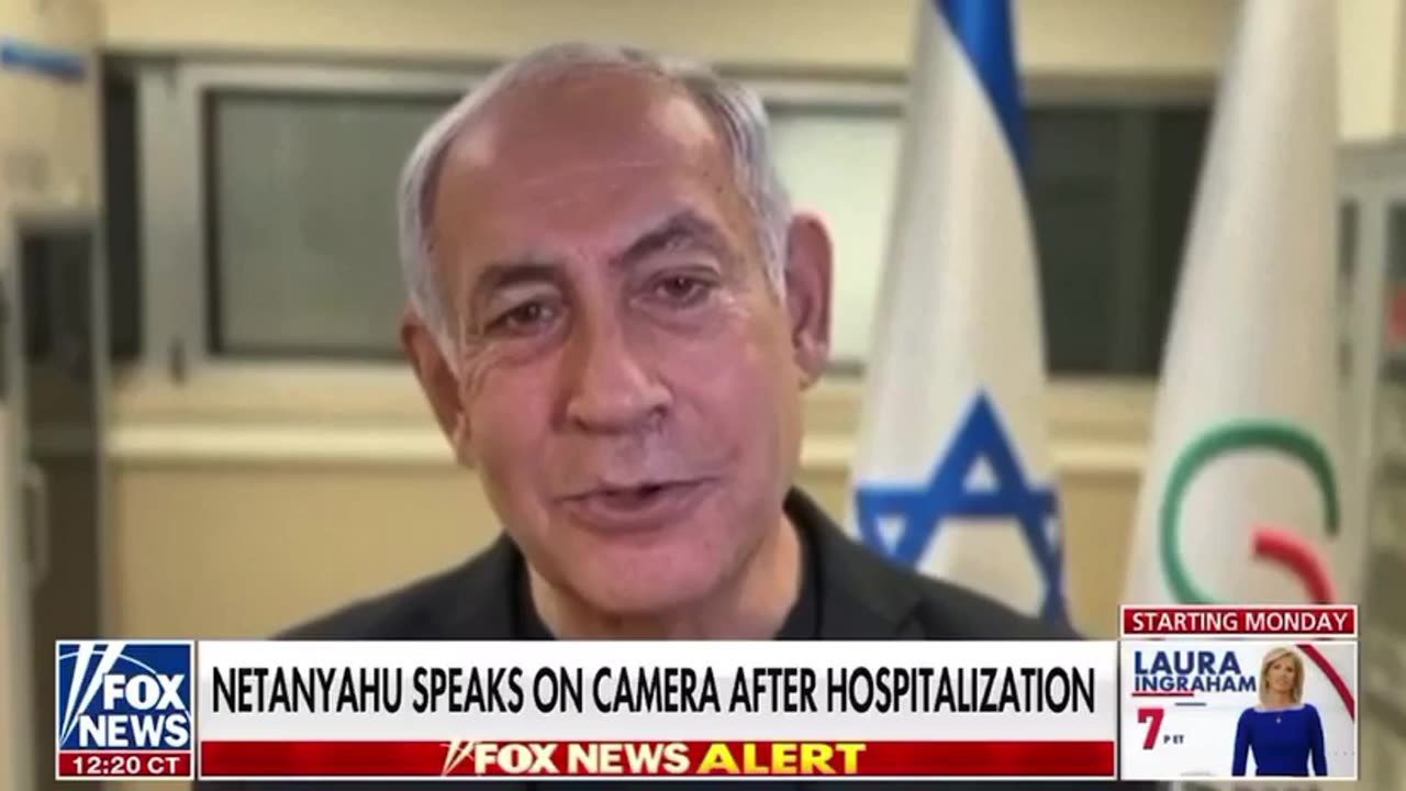 Netanyahu speaks on camera after hospitalization