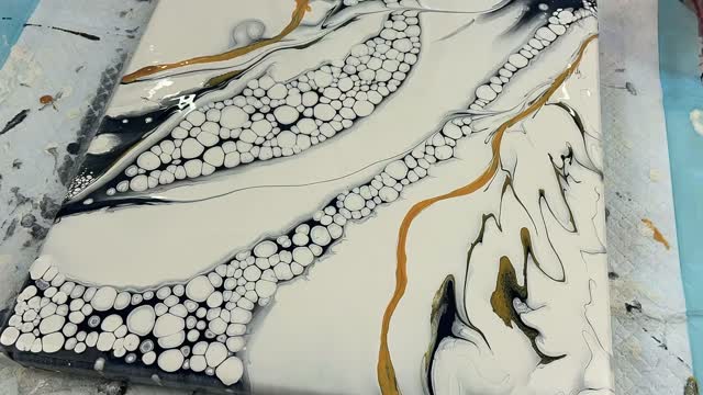 Handmade Pearls Acrylic Paint Pour | Abstract Fluid Art