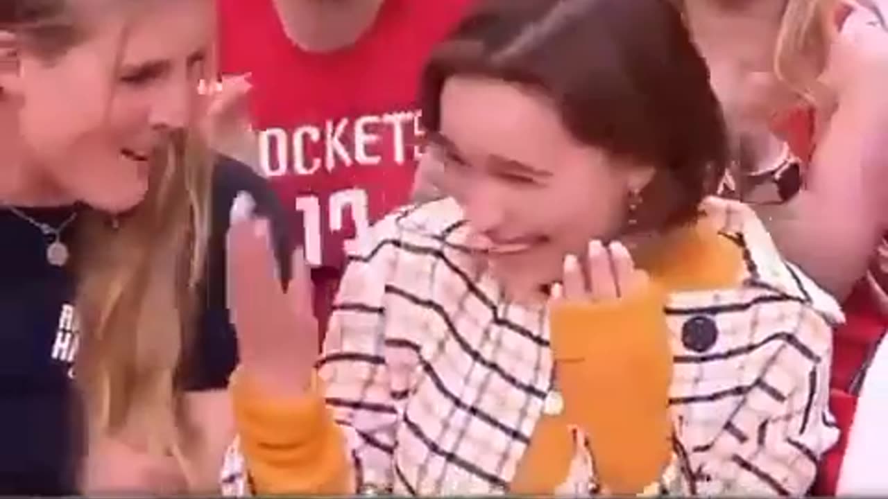 Emilia Clarke the Mother of Dragons Watches Warriors vs Rockets Game in Houston!
