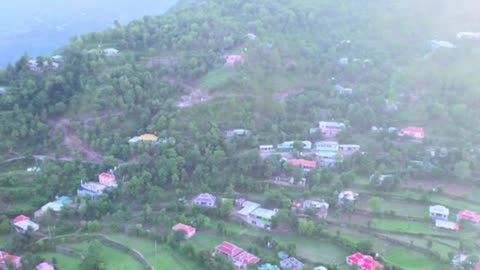 A drone view of a village of Kashmir.