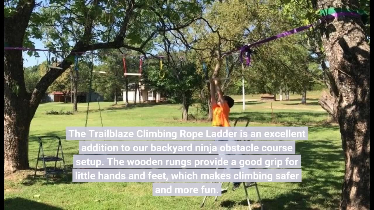 See Full Review: Trailblaze Climbing Rope Ladder 6ft Wooden Ninja Ladder for Kids Kids Ninja...