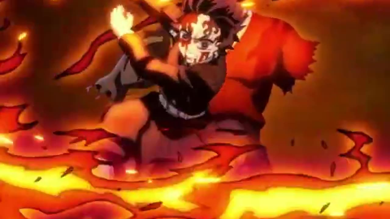 Tanjiro badass speed and slash attack on demon