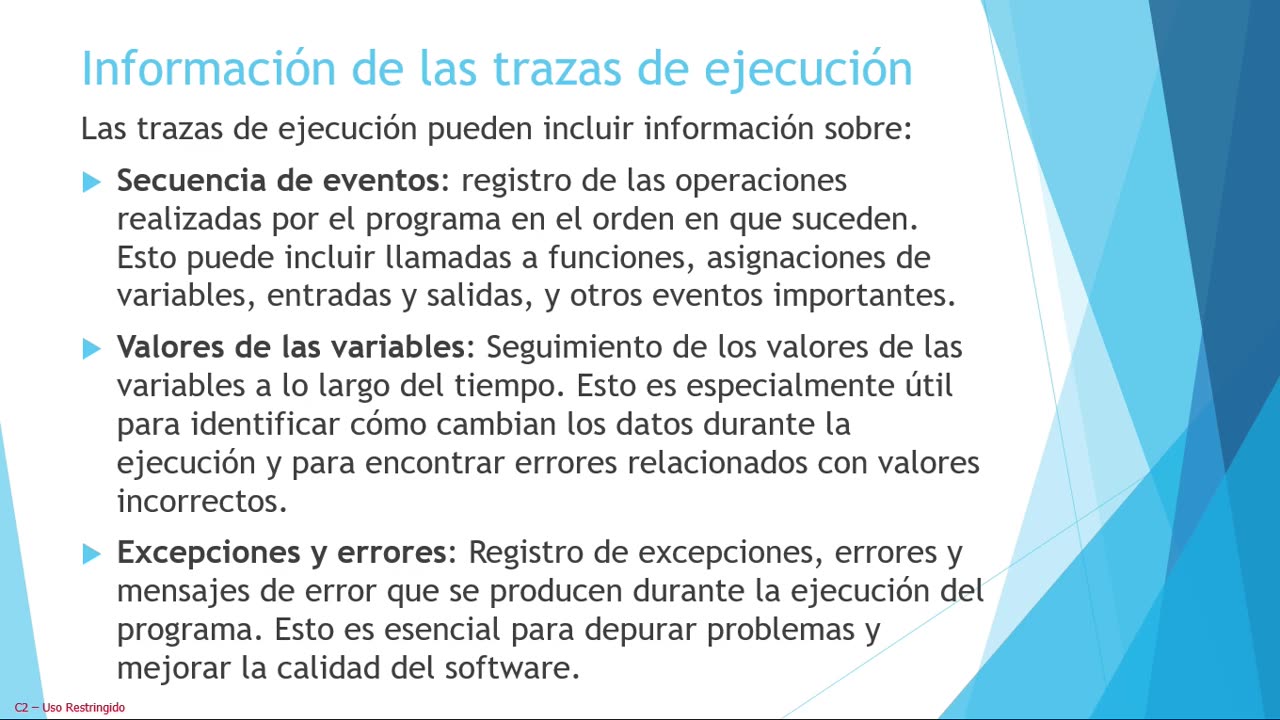 Conceptos básicos de programación. Parte 9. Trazas de ejecución