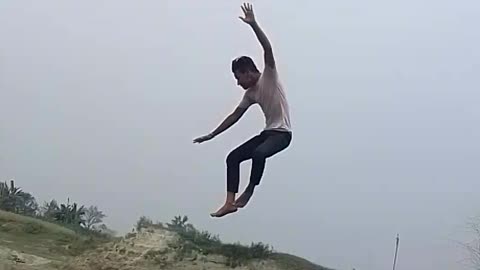 Jumping into river from 20 feet stunt..