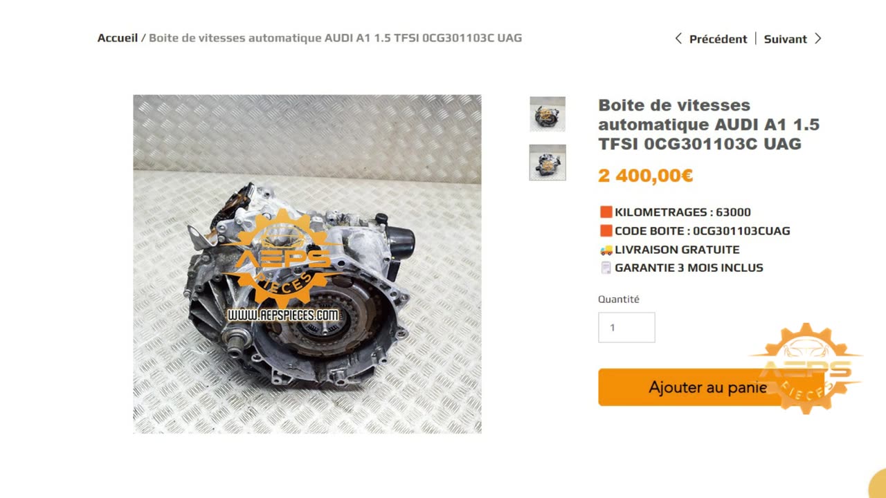 AEPSPIECES.COM - Boite de vitesses automatique AUDI A1 1.5 TFSI 0CG301103C UAG