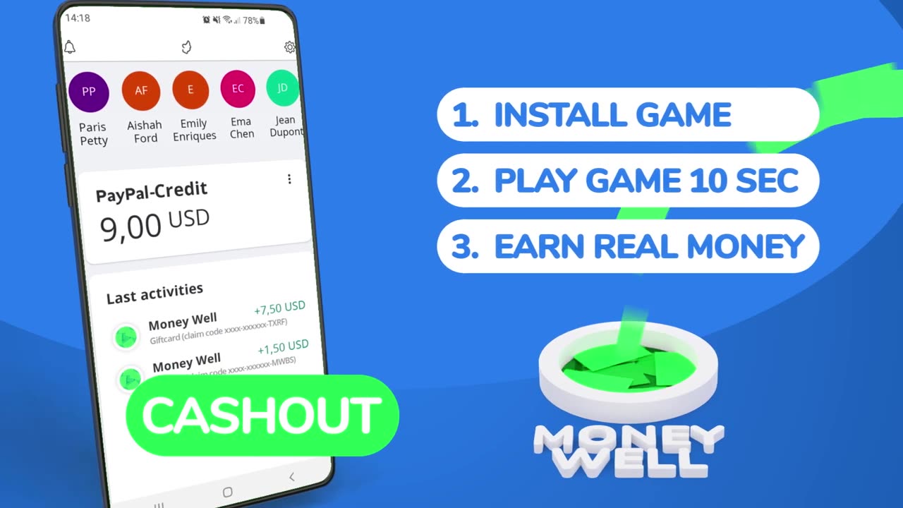 Money Well Earn money or gift cards while playing games