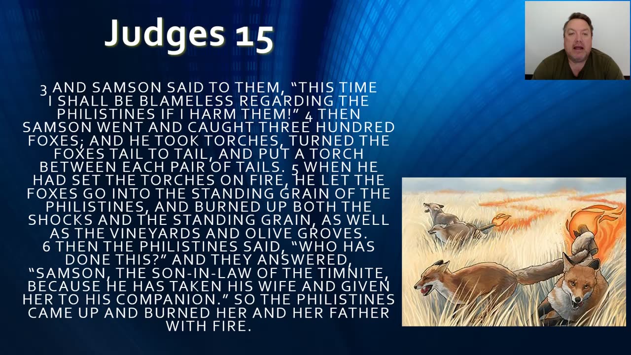 Judges 15: 13-20 Samson slays 1000 men with a jawbone - p 3ii - By Paul Woodley