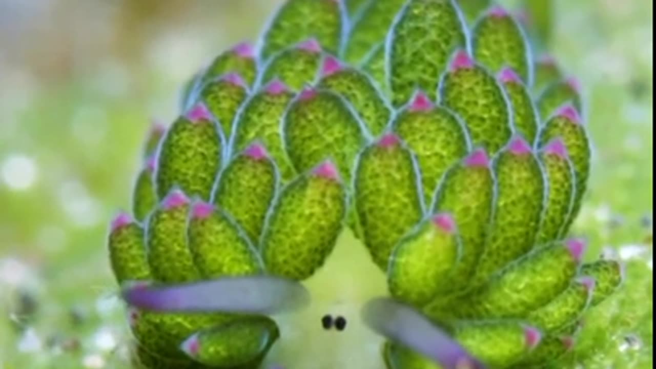 THE LEAFSHEEP=TINY SEA SLUG LOOKING LIKE A CARTOON SHEEP