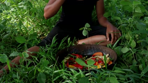 AMAZING meal prepared with mushrooms and a variety of fresh veggies was served.