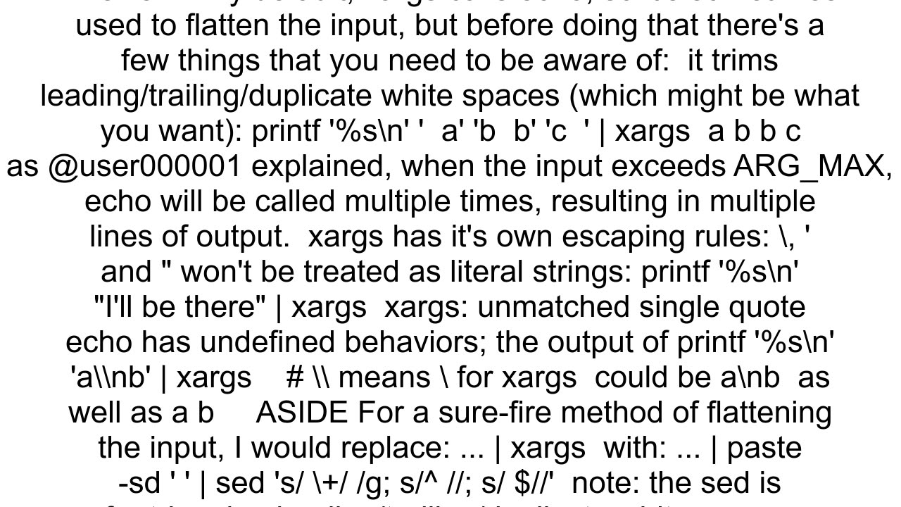 Is there any benefit of executing quot xargsquot without any arguments