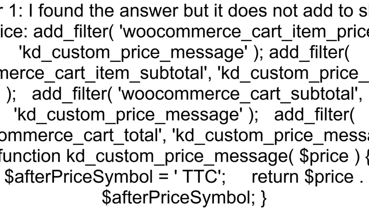 How to add suffix text to price in WooCommerce cart and checkout page