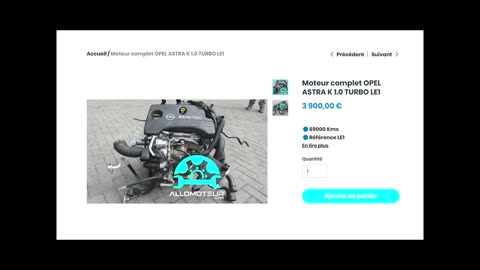 ALLOMOTEUR.COM - Moteur complet OPEL ASTRA K 1.0 TURBO LE1