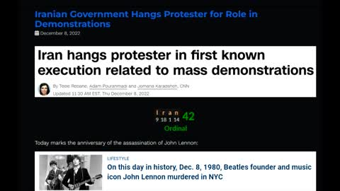 IRAN HANGS PROTESTERS FOR MASS DEMONSTRATIONS?