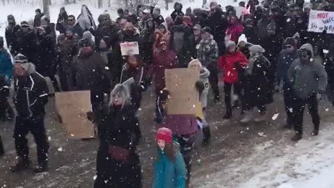 Canadians taking a stand for freedom in the cold snow.
