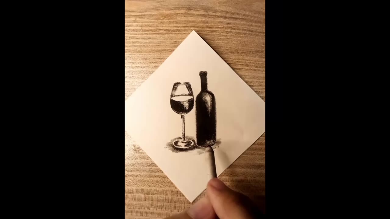 Wine 🍷 🍾 charcoal drawing #charcoaldrawing