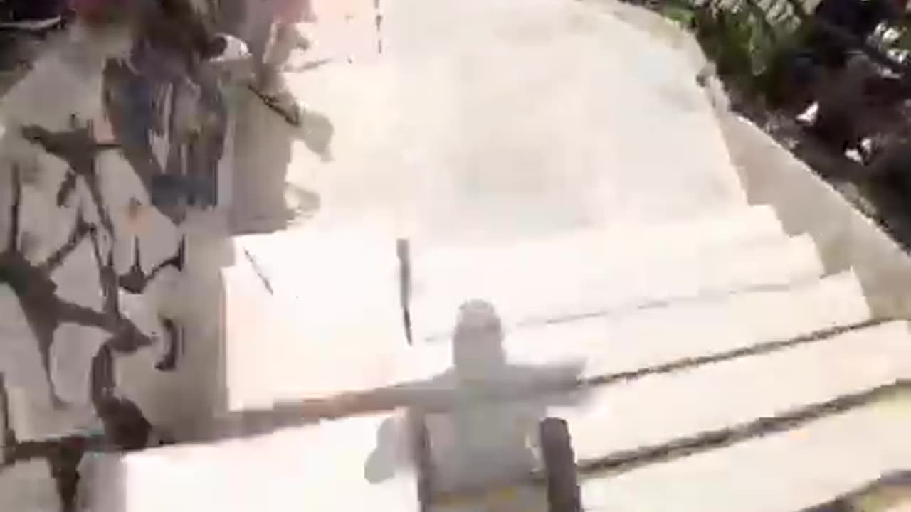 Funny Bike Fall Nearly Finishes