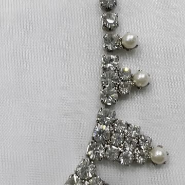 Rhodium Plated 15” Necklace. Made with Swarovski Crystal. Party. Birthday. Event