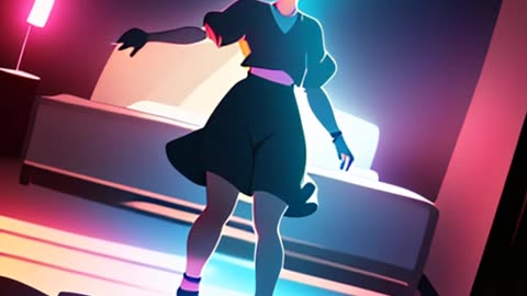 Anime girls dancing with night floor