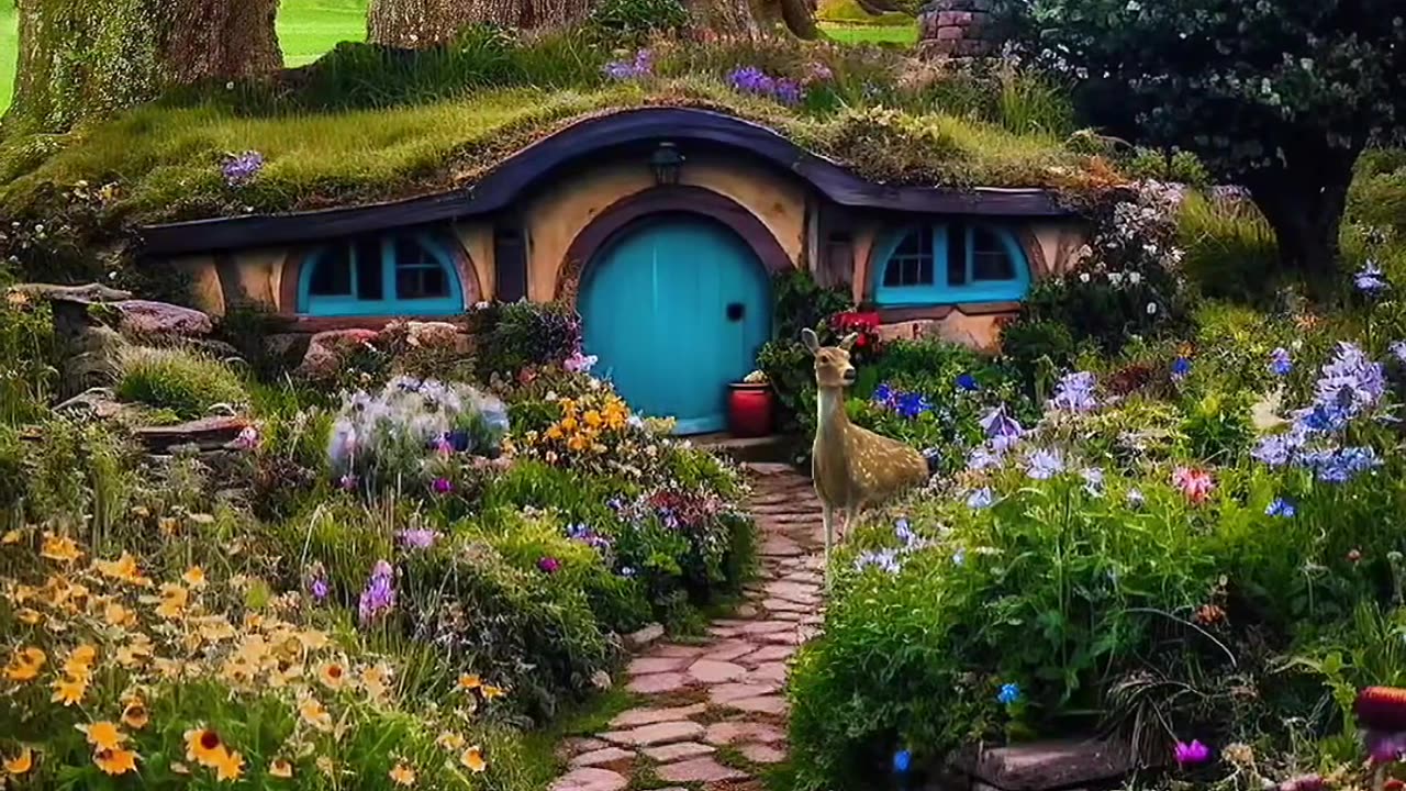 Whimsical Hobbit Hole in a Secret Garden