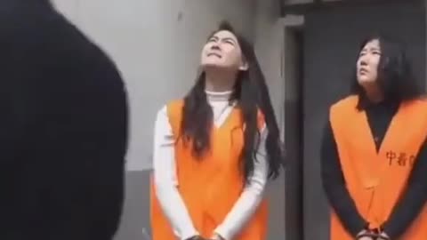 Modern day sclavery in China with chains atached to women
