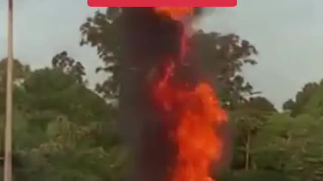 Motorcycle crashes & bursts into flames in Mandai on 24 Jan